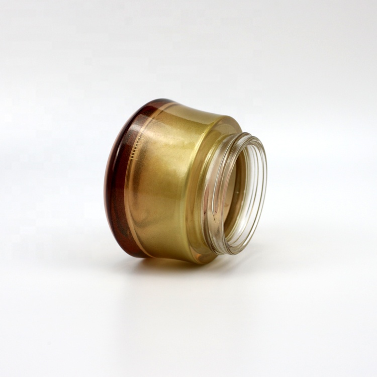 50g clear green glass cream jar with black gold cap