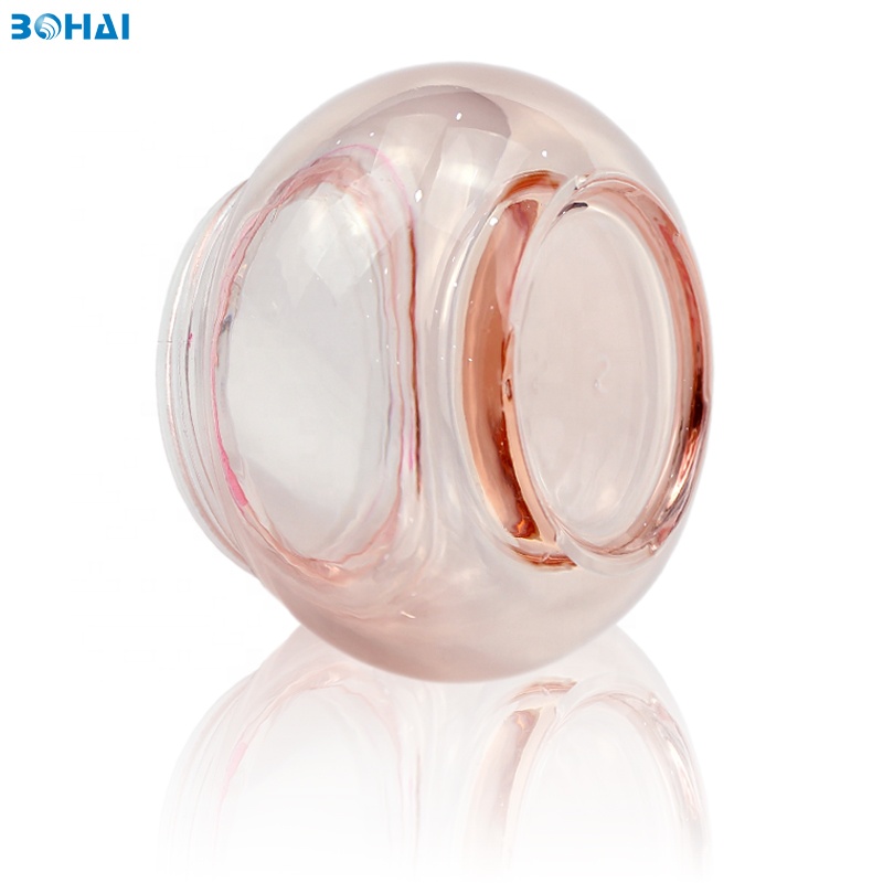 50g clear pink glass cream jar with gold screw cap