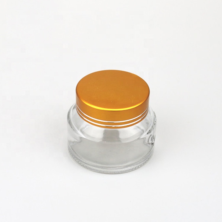 50g clear round luxury cosmetic glass cream jar