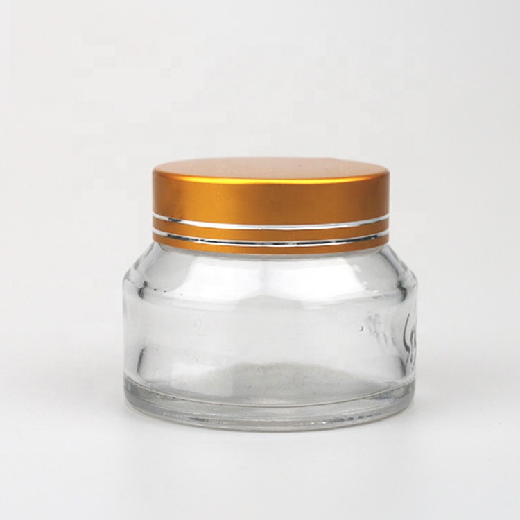 50g clear round luxury cosmetic glass cream jar