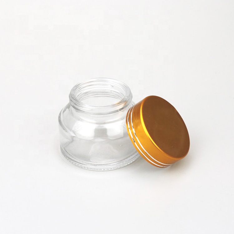 50g clear round luxury cosmetic glass cream jar