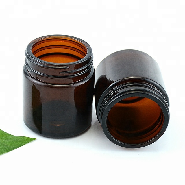 50g cobalt blue glass cosmetic jar for face cream with black aluminum lid
