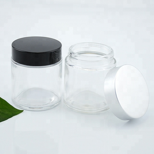 50g cobalt blue glass cosmetic jar for face cream with black aluminum lid