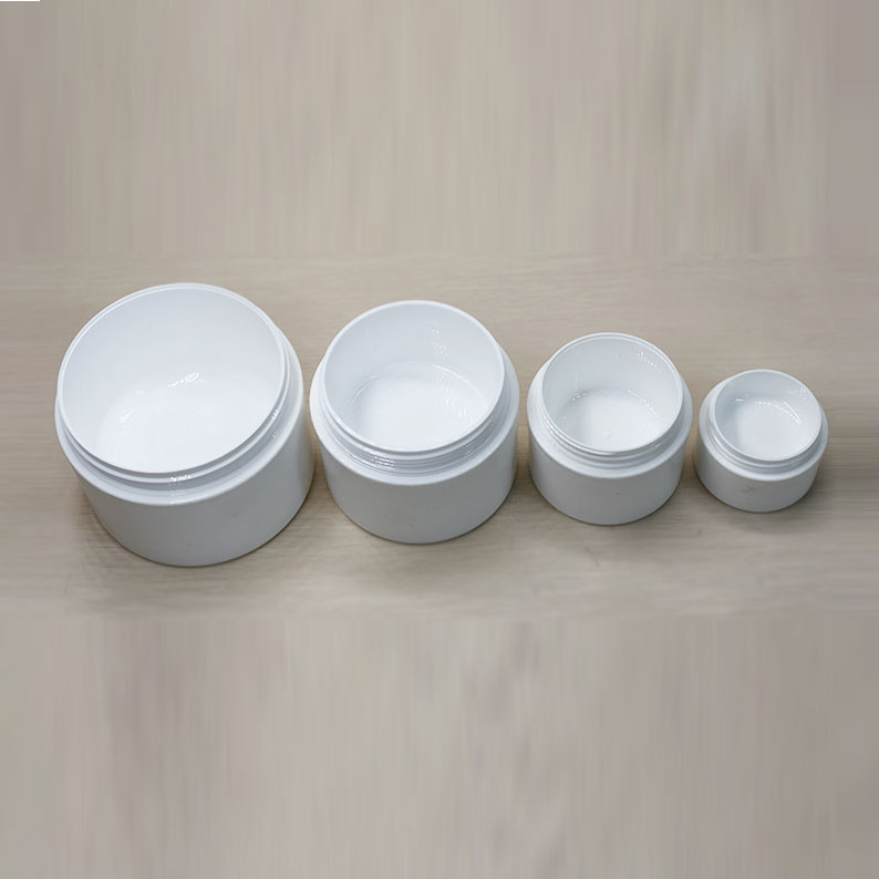 50g cosmetic container white PP plastic double cream cream empty jar with eco friendly wood grain bamboo lid