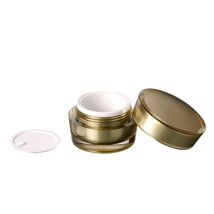 50g cosmetic cream packaging jar 15ml 30ml 50ml empty gold color acrylic face skin cream beauty container with screw lid