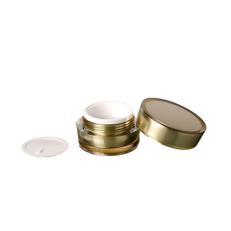 50g cosmetic cream packaging jar 15ml 30ml 50ml empty gold color acrylic face skin cream beauty container with screw lid
