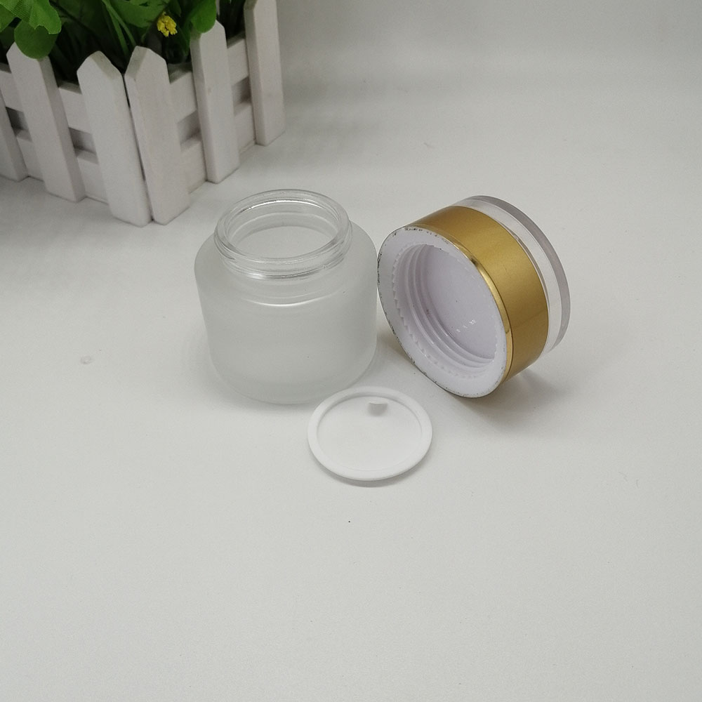 50g cosmetic glass jar frosted matte empty jars with acrylic plastic yellow lid lid skin care cream packaging container