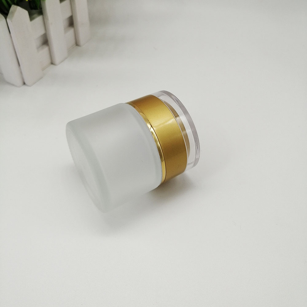 50g cosmetic glass jar frosted matte empty jars with acrylic plastic yellow lid lid skin care cream packaging container