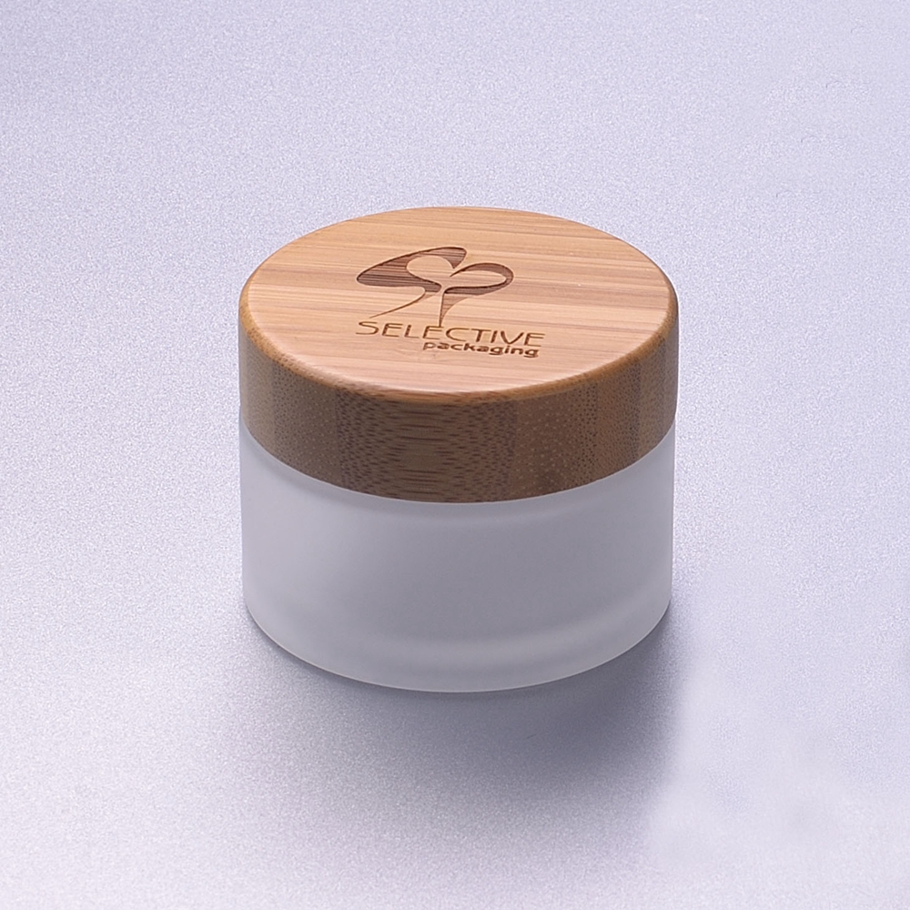 50g cosmetic packaging glass containers jar with bamboo lid