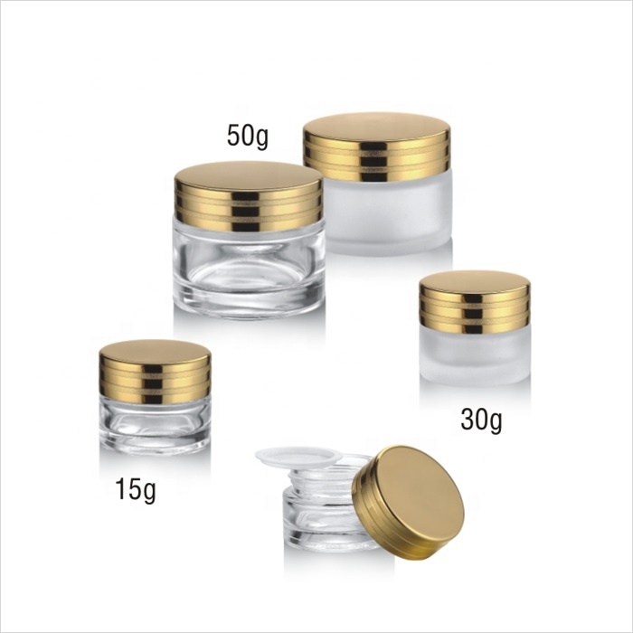 50g cosmetic packaging skin care face and  body cream container frosted glass cream jar with 3D printing on cap 100g 200g