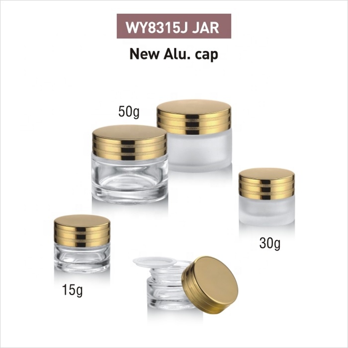 50g cosmetic packaging skin care face and body cream container frosted glass cream jar with 3D printing on cap 100g 200g