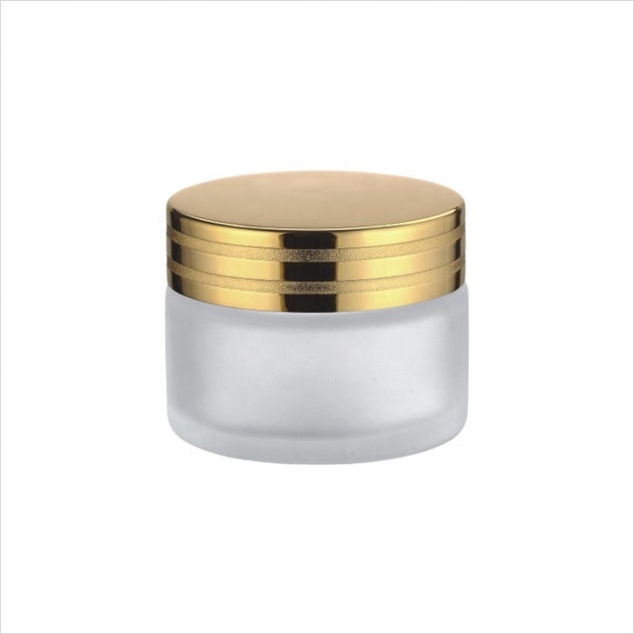 50g cosmetic packaging skin care face and body cream container frosted glass cream jar with 3D printing on cap 100g 200g