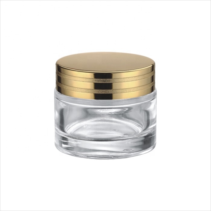 50g cosmetic packaging skin care face and body cream container frosted glass cream jar with 3D printing on cap 100g 200g