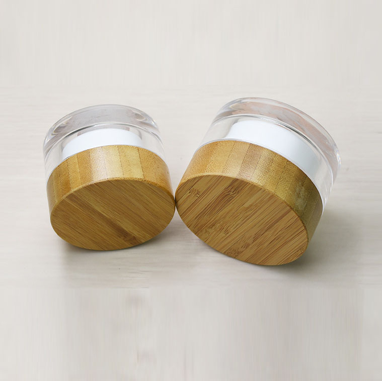 50g cosmetic plastic cream jar bamboo lid bottle acrylic mask bottle 50ml skin care packaging container custom label