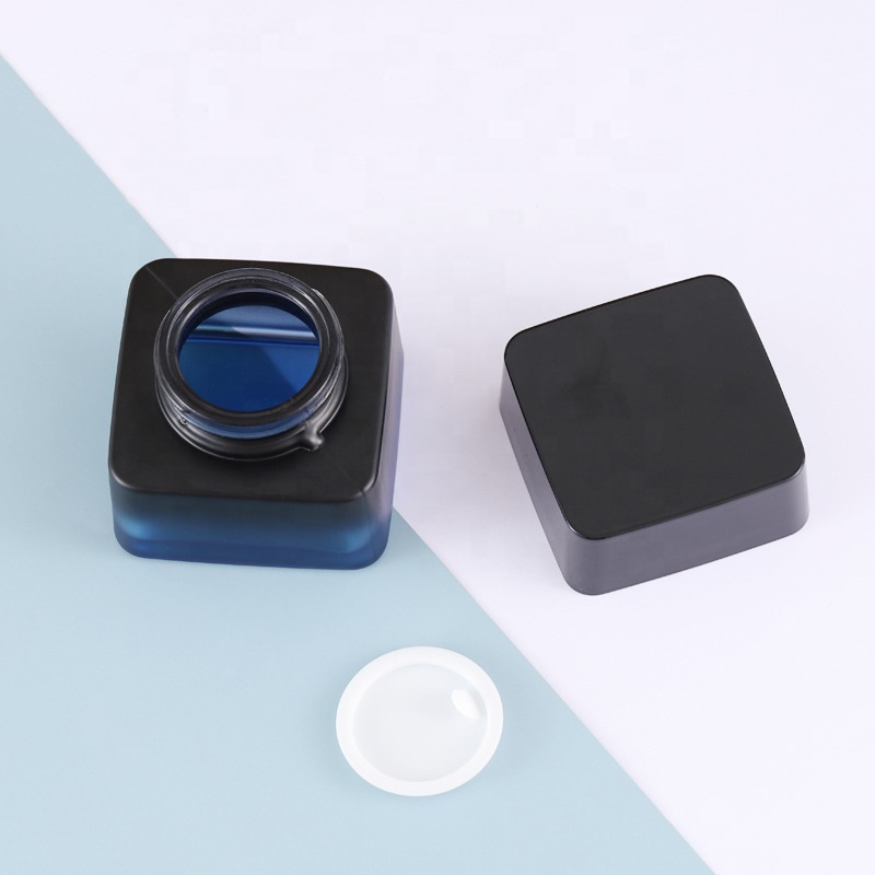 50g custom luxury cosmetic gradient blue lotion container empty glass makeup cream jars