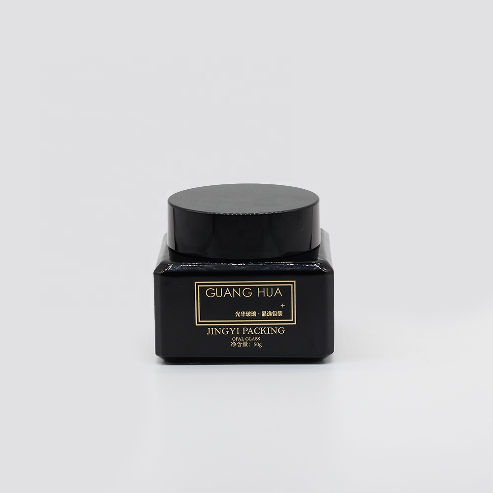 50g customized square white glass cosmetic jar with lid for supplier