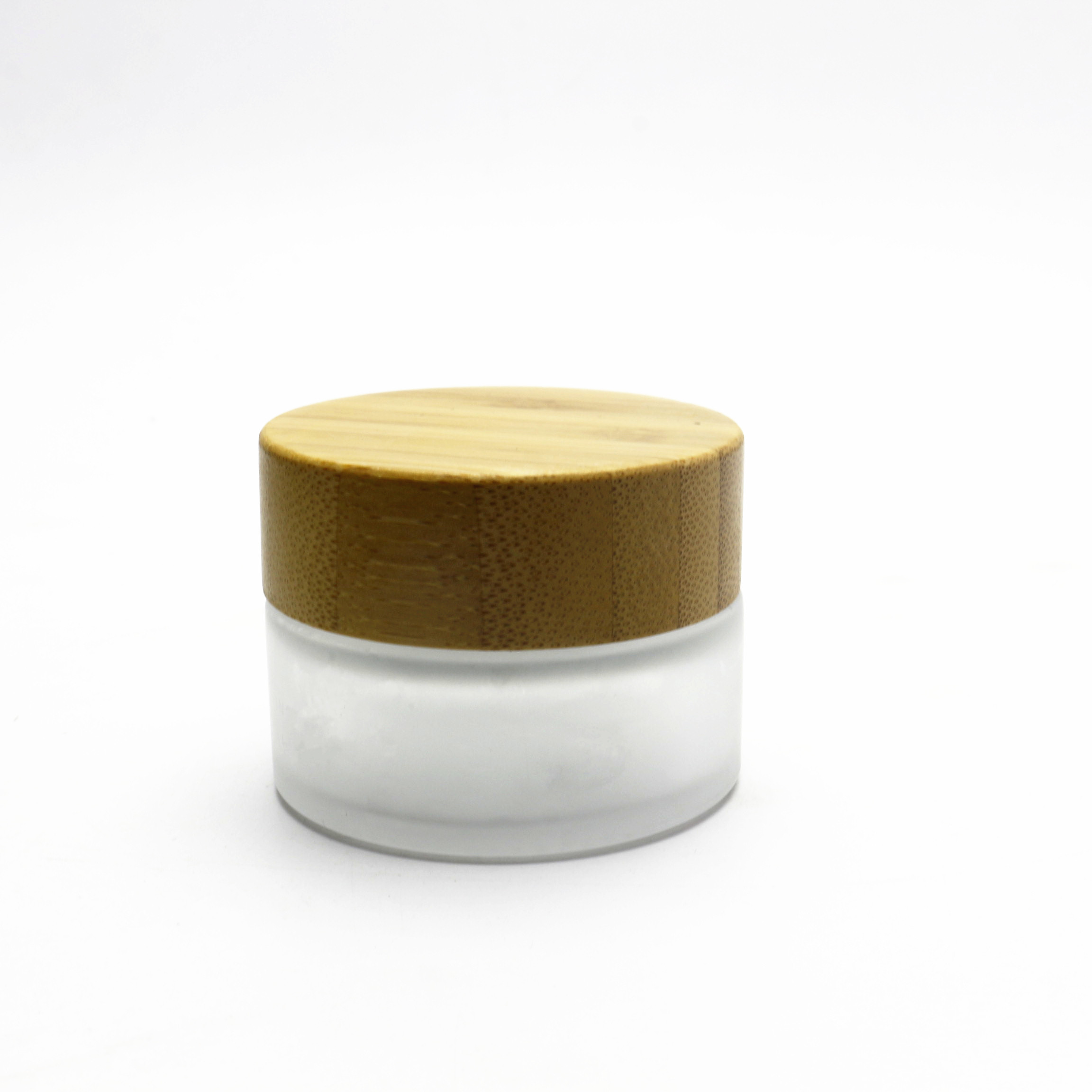 50g eco friendly Cream Glass Cosmetic Jars with wooden bamboo lid GJ-209RL
