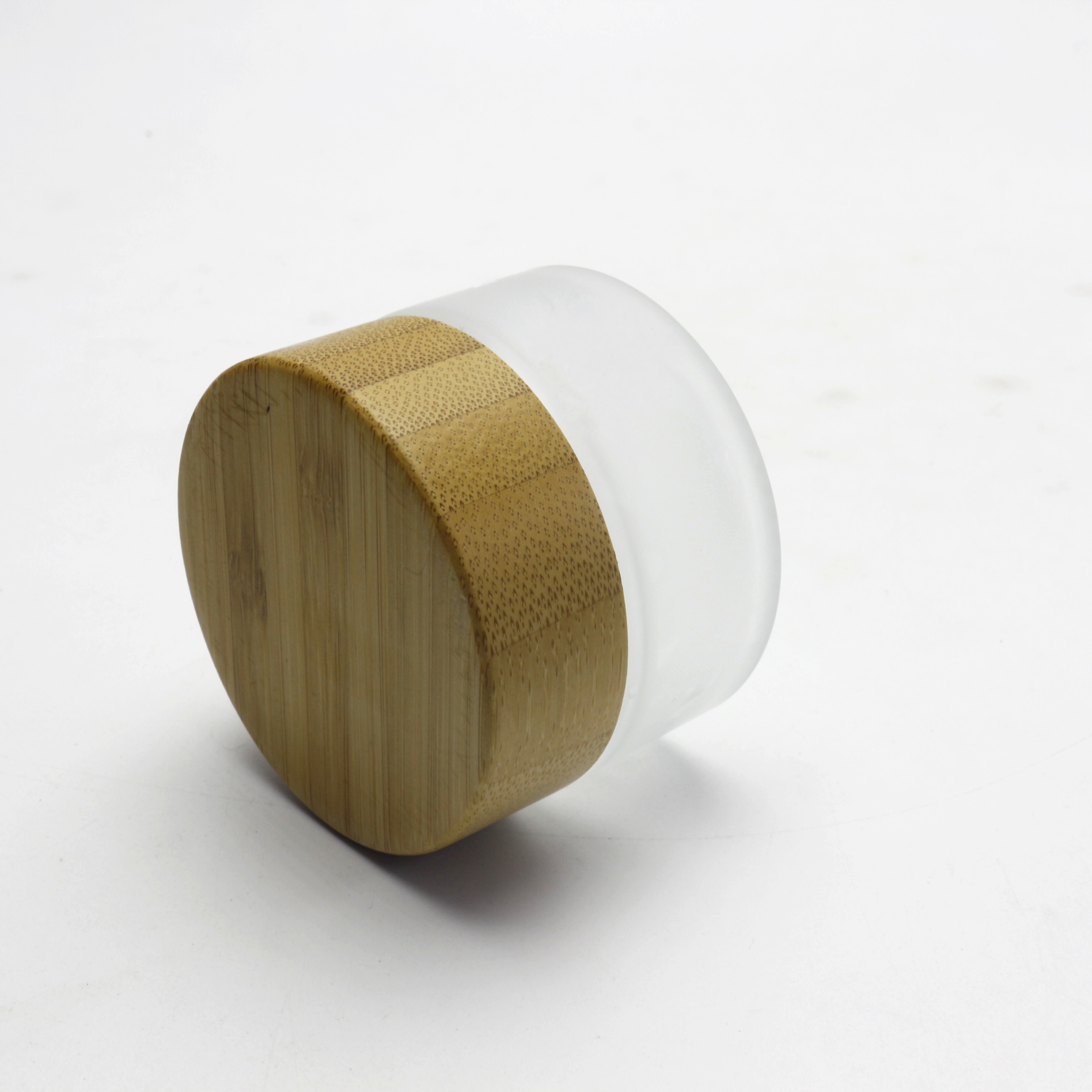 50g eco friendly Cream Glass Cosmetic Jars with wooden bamboo lid GJ-209RL