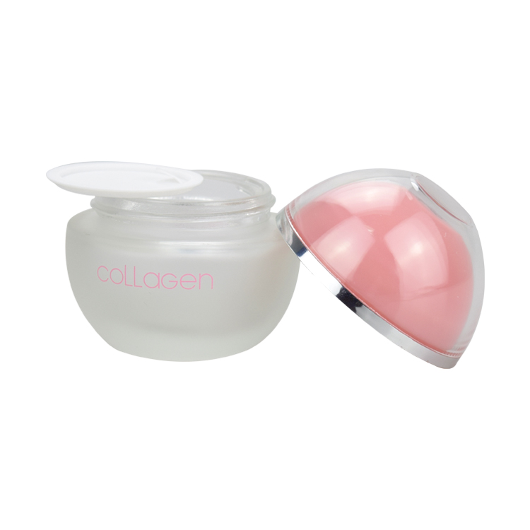 50g egg shape glass cosmetic jar round skin care cream frosted glass jar with acrylic cap