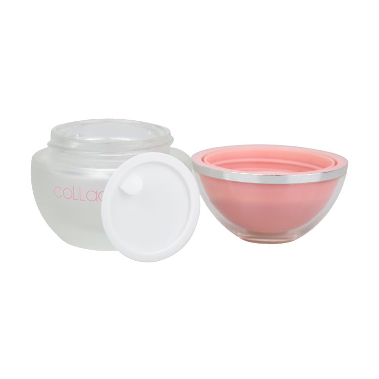 50g egg shape glass cosmetic jar round skin care cream frosted glass jar with acrylic cap