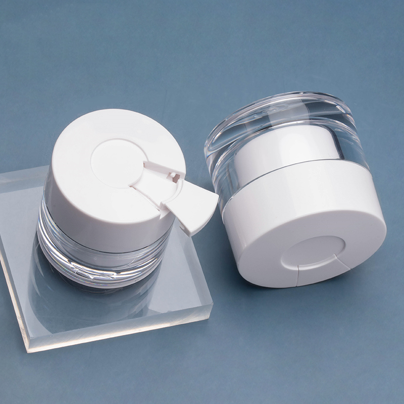 50g empty Double layer high quantity Acrylic cosmetic jar skin care cream plastic  jars with spoon