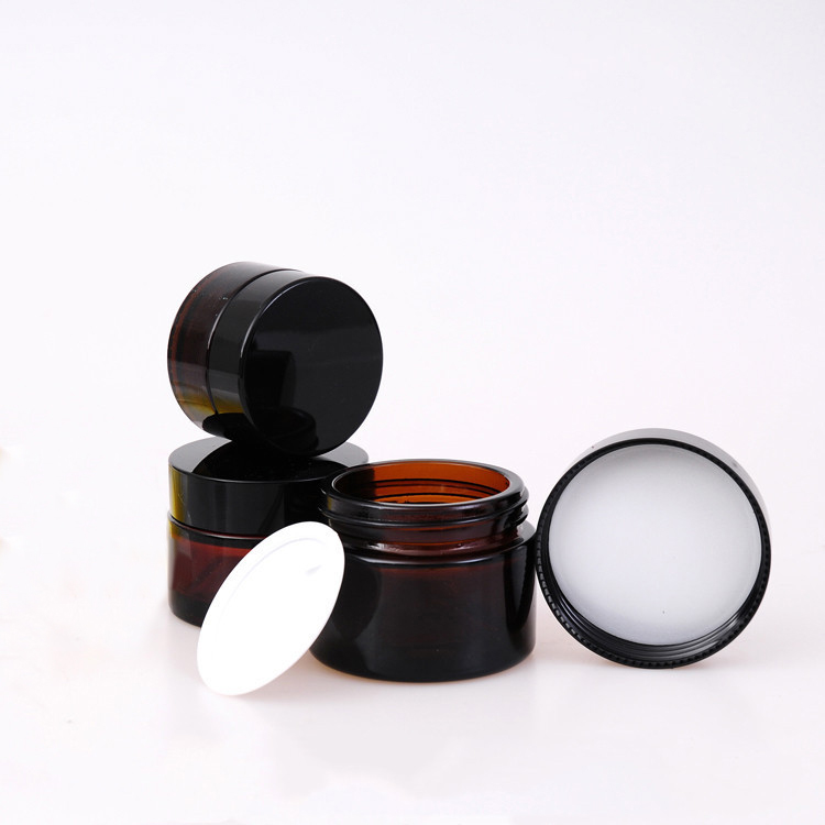 50g empty amber cosmetic glass face cream jar