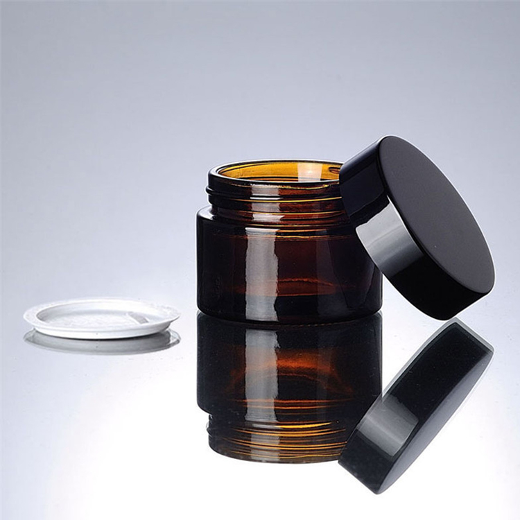 50g empty amber cosmetic glass face cream jar