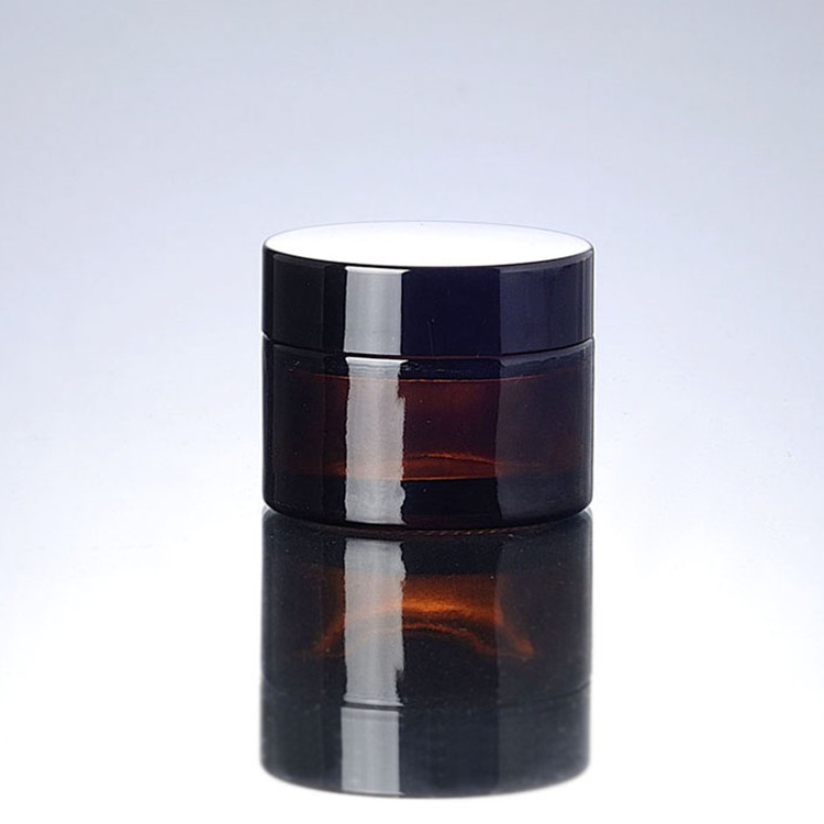50g empty amber cosmetic glass face cream jar