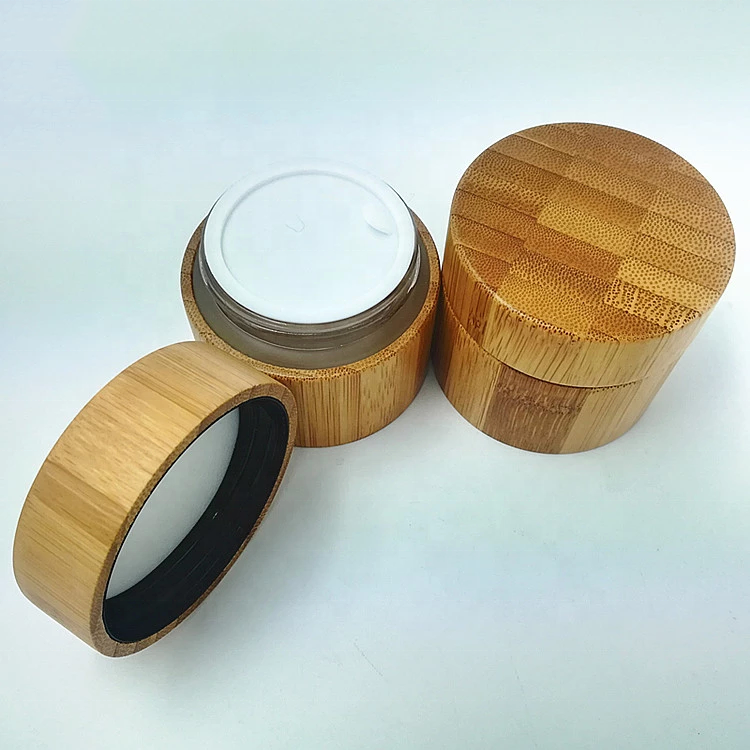 50g empty bamboo glass jar cosmetic packaging