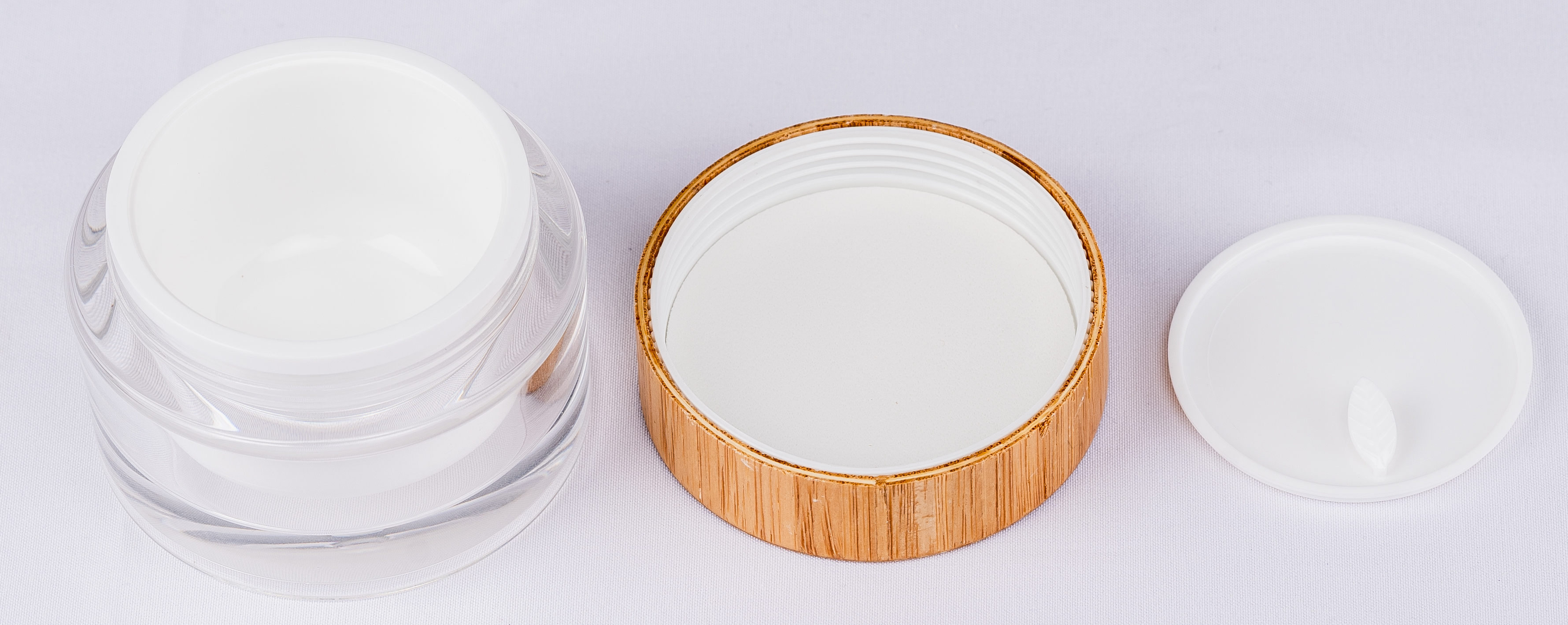 50g face cream container bamboo lid clear cream jar with plastic base