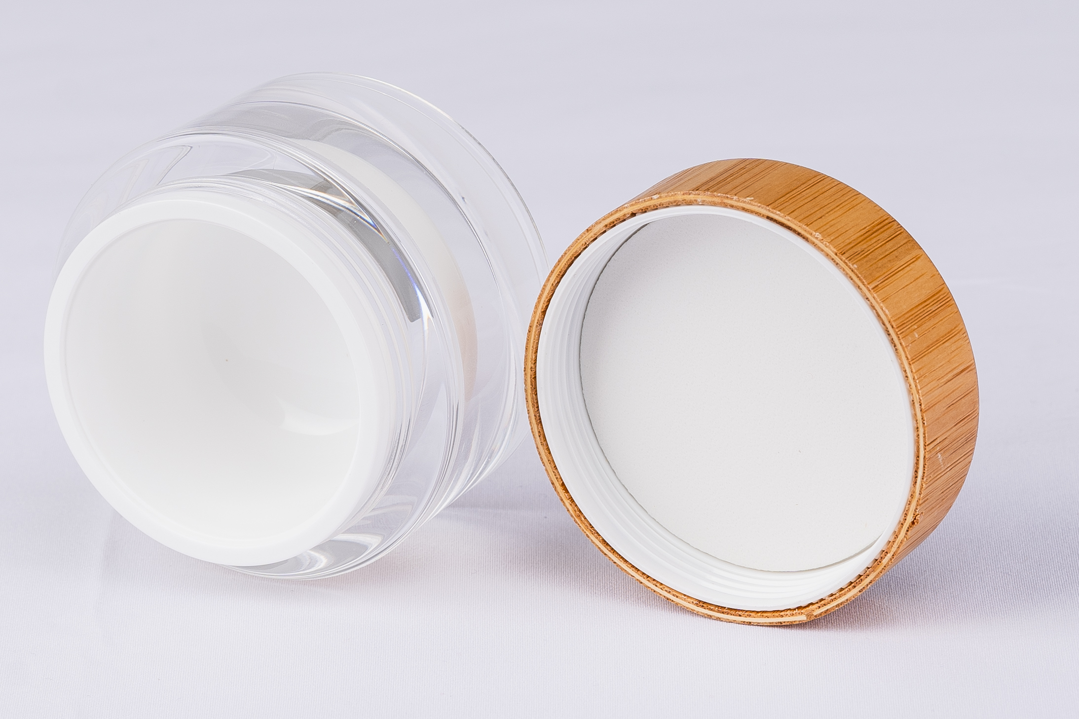 50g face cream container bamboo lid clear cream jar with plastic base