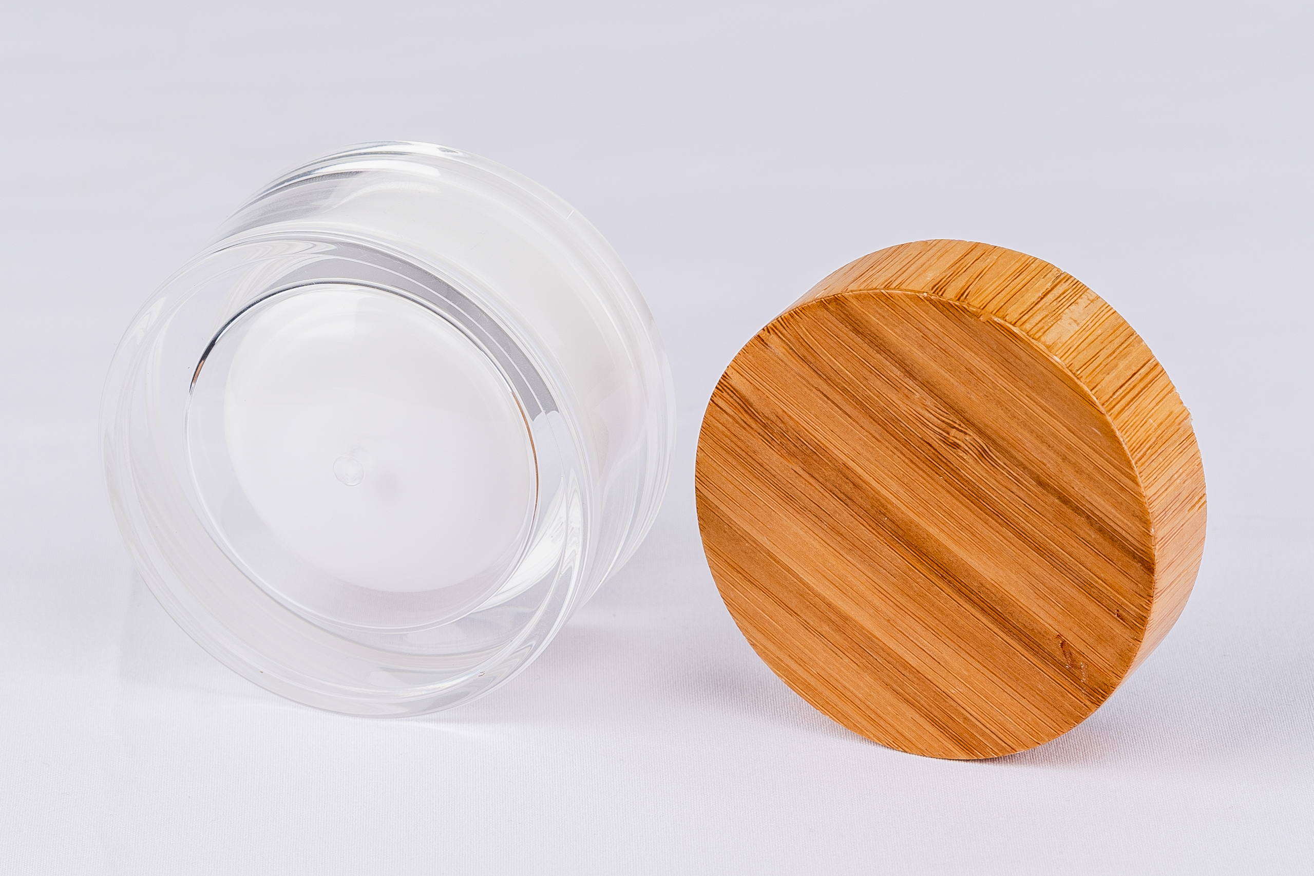 50g face cream container bamboo lid clear cream jar with plastic base