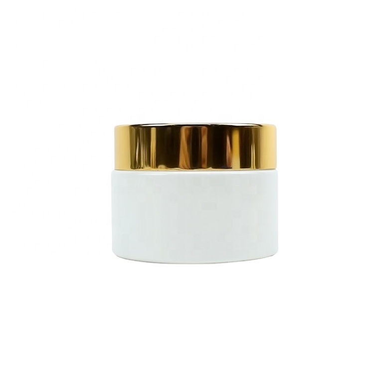 50g face cream pearl white glass jar with golden screw cap