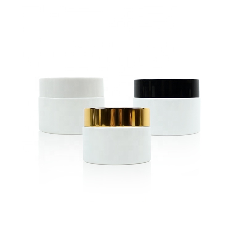 50g face cream pearl white glass jar with golden screw cap