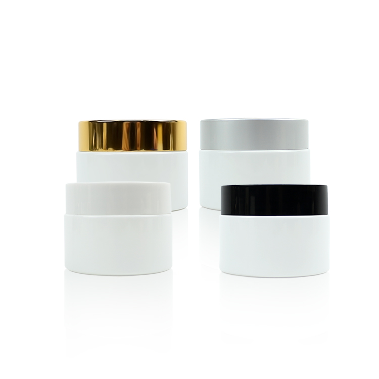 50g face cream pearl white glass jar with golden screw cap