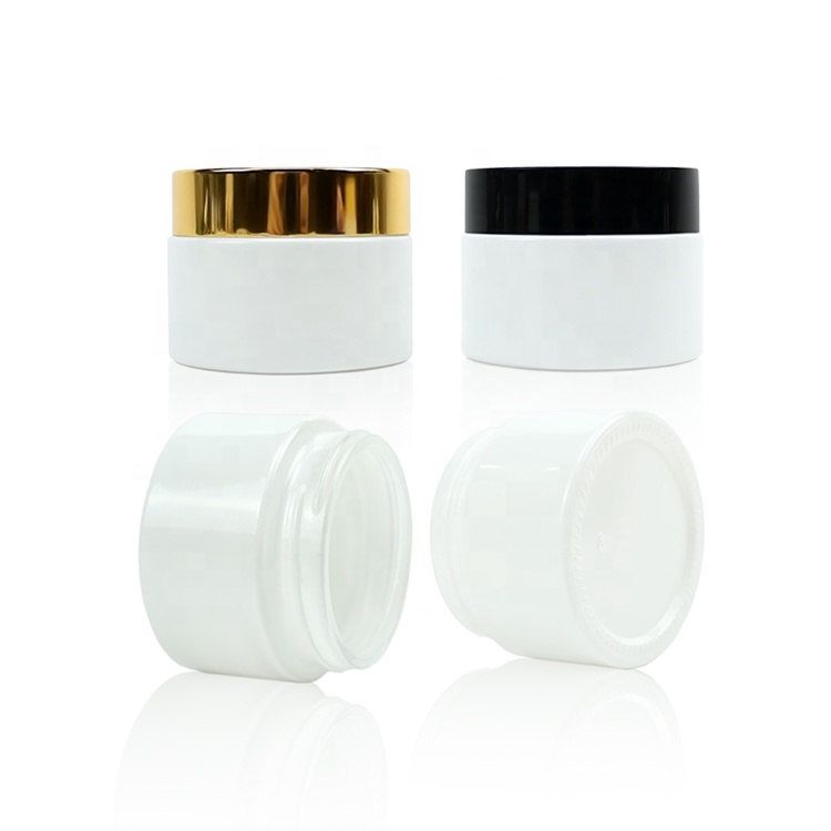 50g face cream pearl white glass jar with golden screw cap