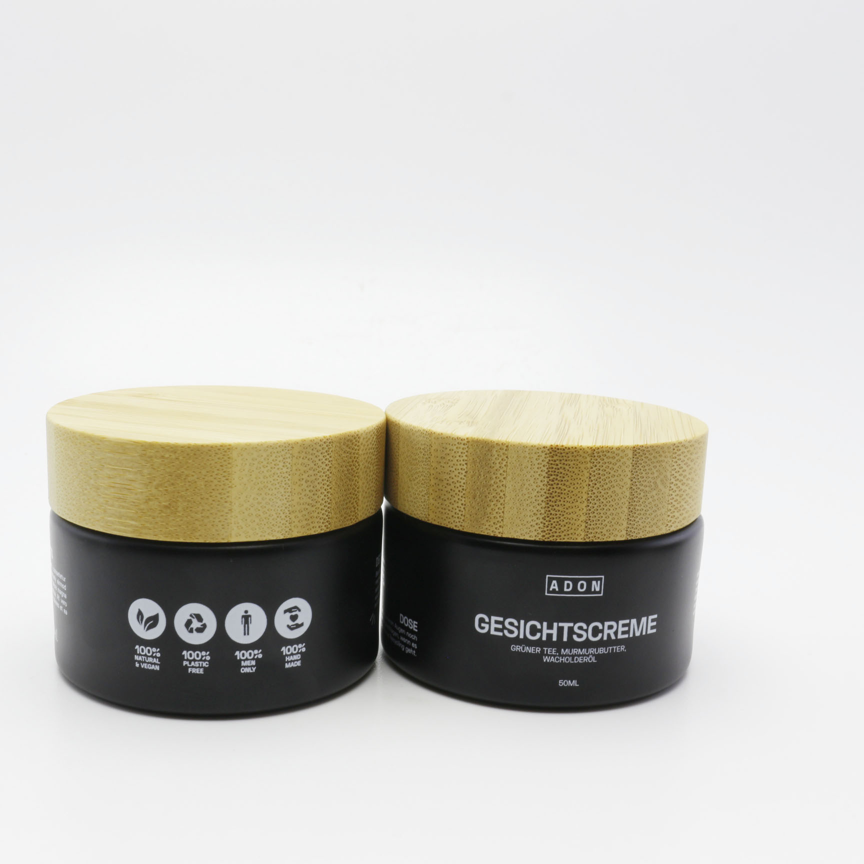 50g frosted black glass jars  empty bamboo container in stock GJ-212K
