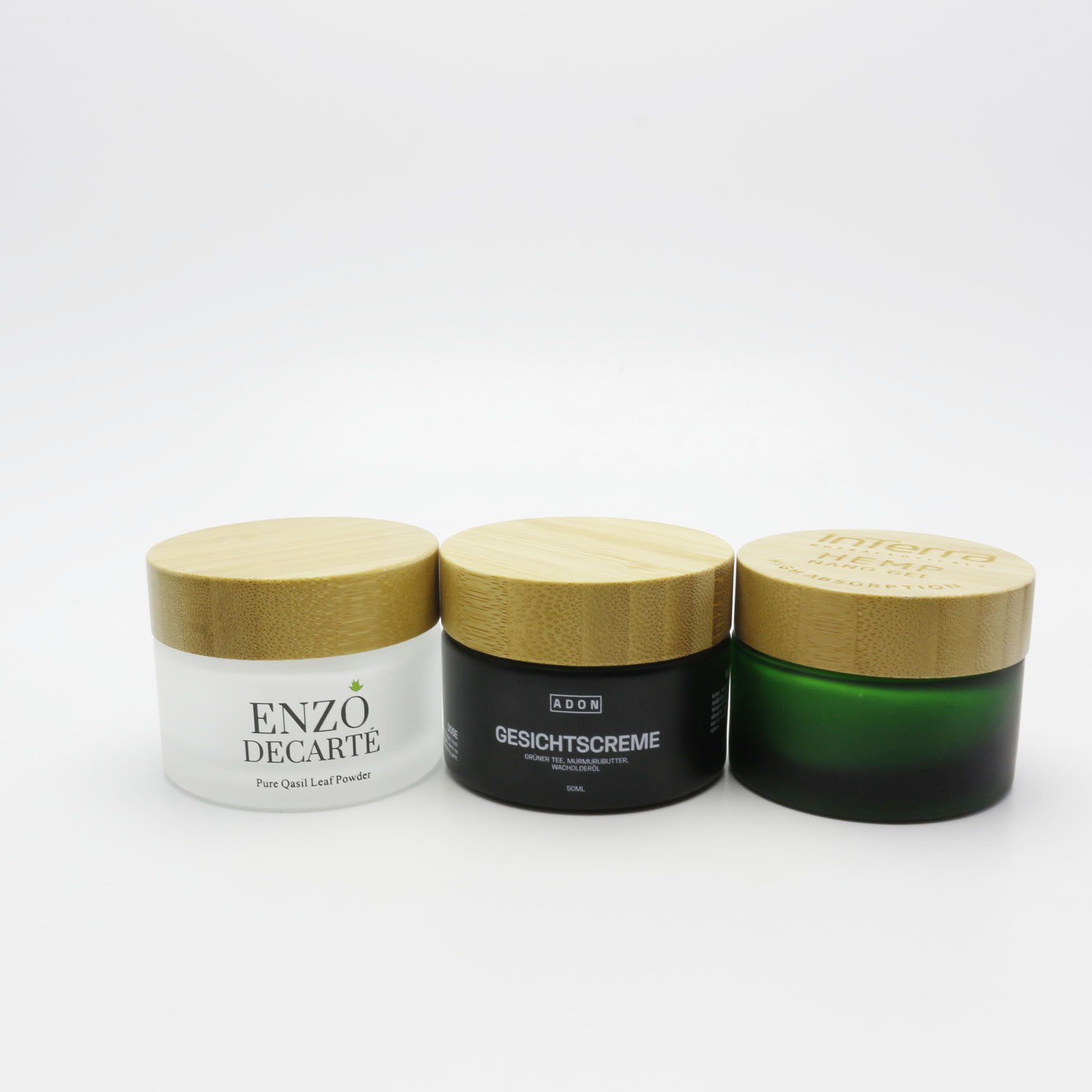 50g frosted black glass jars with bamboo lids which Environmental protection not with the plastic inner part GJ-211K