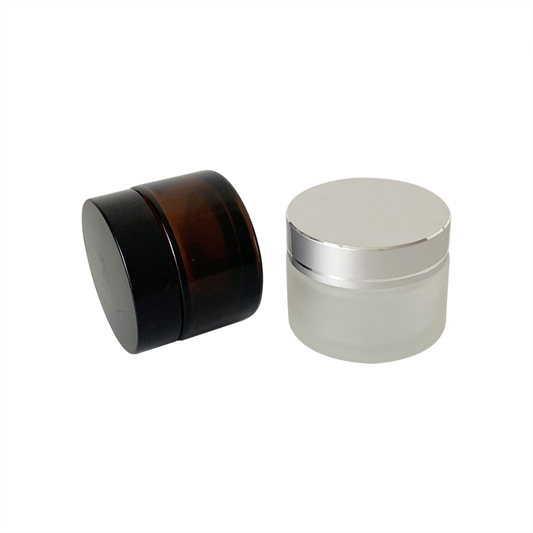 50g frosted clear/amber cosmetic glass jar for face cream with screw cap