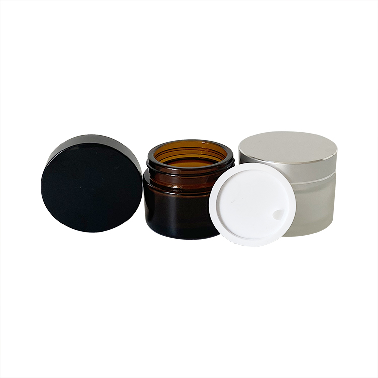 50g frosted clear/amber cosmetic glass jar for face cream with screw cap