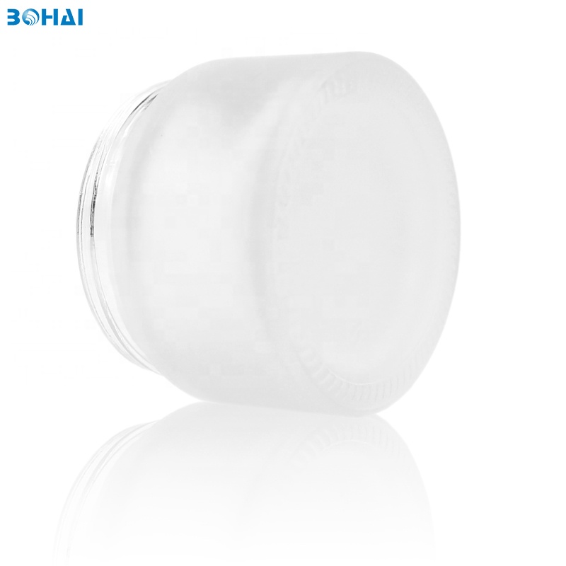 50g frosted glass body cream jar with black screw cap