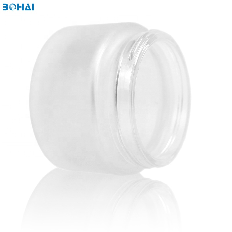 50g frosted glass body cream jar with black screw cap