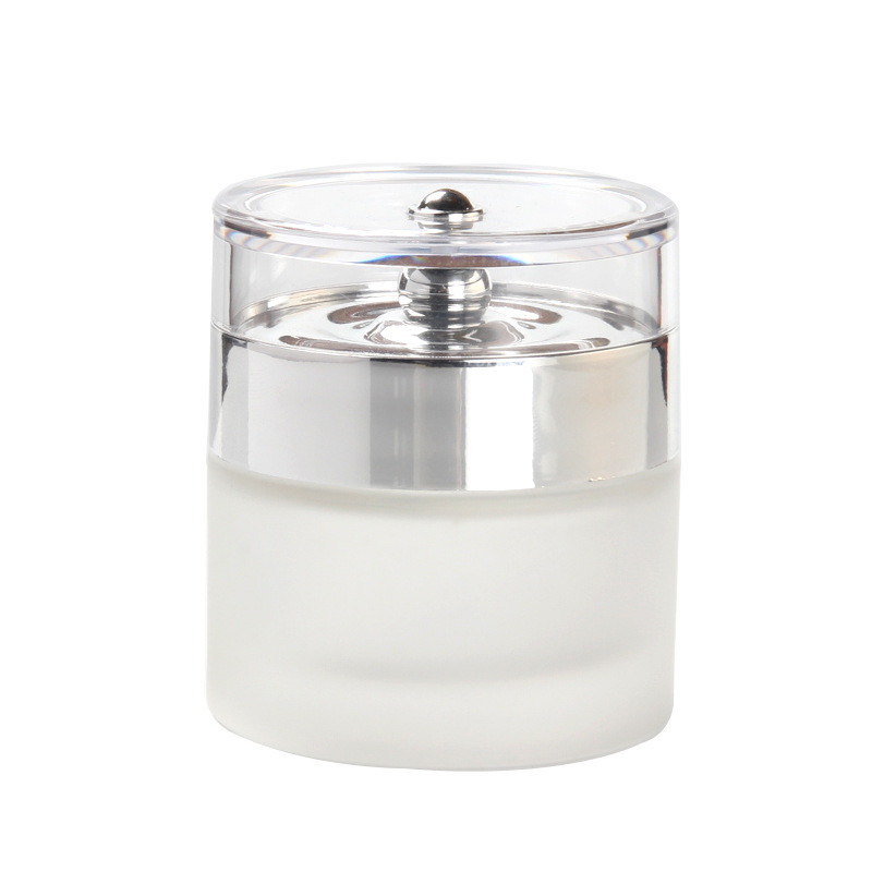 50g frosted glass cream jar cosmetic packaging mask container with silver plastic acrylic lid