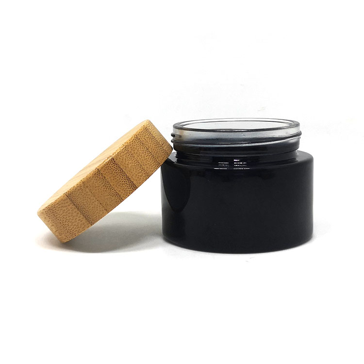 50g frosted glass jar cbd bud flower storage container with bamboo lid
