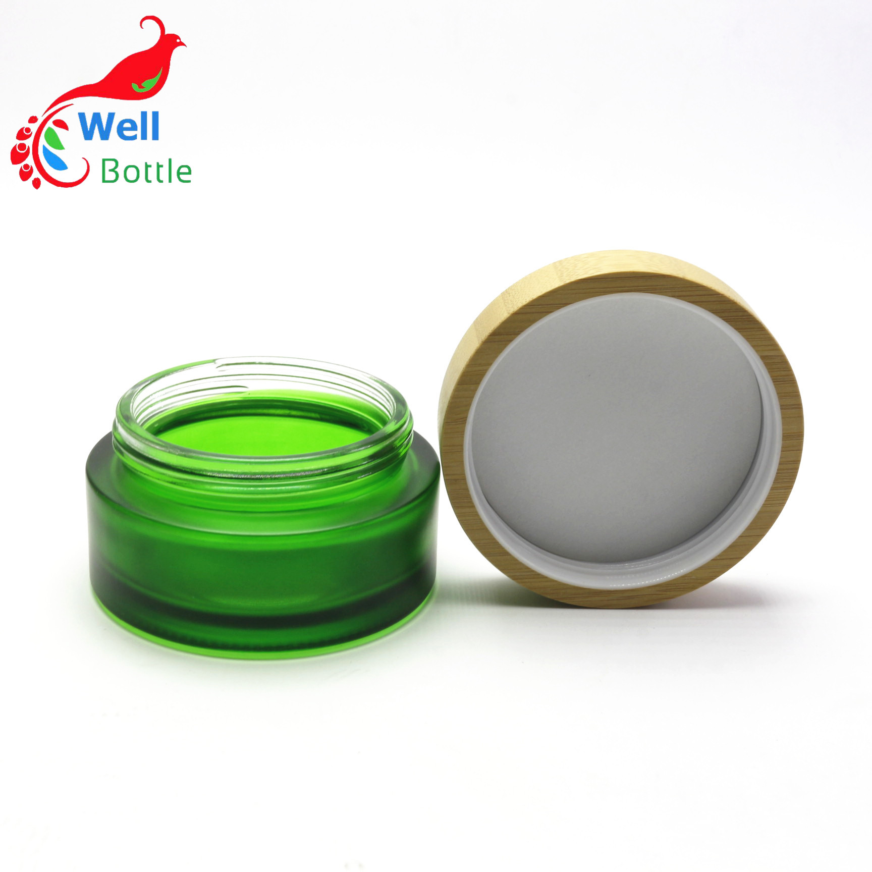 50g frosted green beauty cosmetics containers packaging glass jar BJ-130R