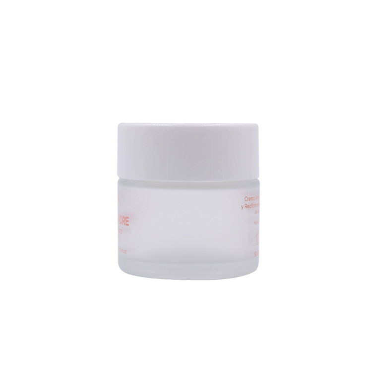 50g frosted straight glass jar with rose gold lid