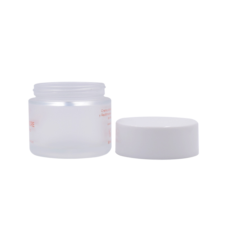 50g frosted straight glass jar with rose gold lid