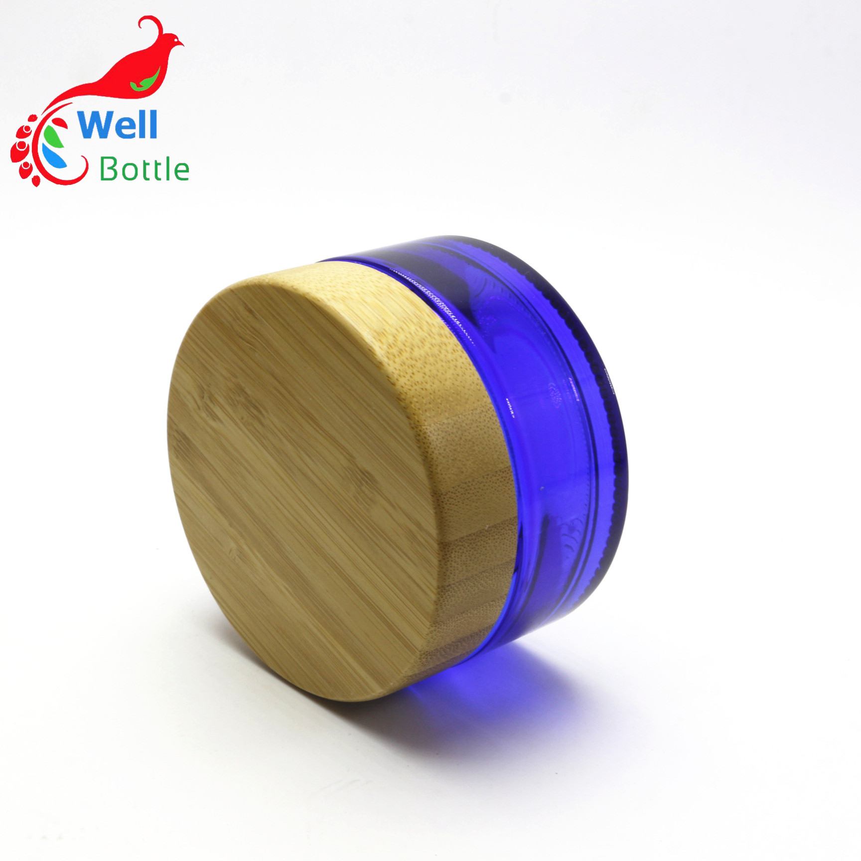 50g glass cosmetic glass jar with Wood lid BJ-155R