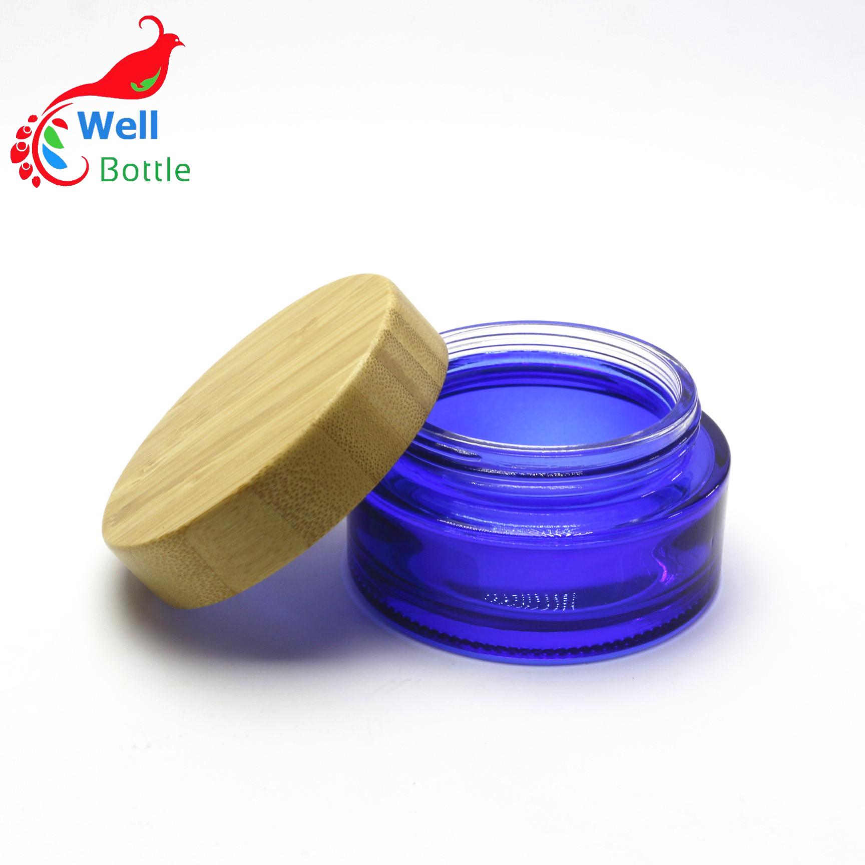 50g glass cosmetic glass jar with Wood lid BJ-155R