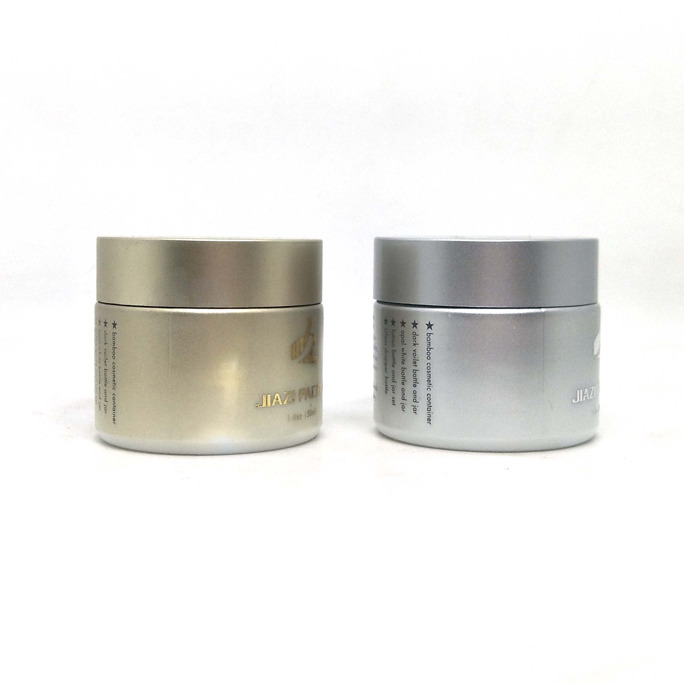 50g gold silver Ceramic Cream Opal  Glass Cosmetic Jars logo cosmetic jar with plastic Lid